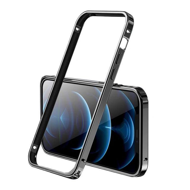 Ultra Slim Bumper Aluminum Metal Frame Hard Cover For iPhone 12 13 14 15 Plus Pro Max Alloy Case Coque In Black Purple Or Silver