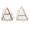 Glass Jewelry Box Golden Geometric Decorative Box Geometric Glass Pyramid Ring Holders for Wedding Birthday Gift S. 