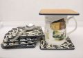 Set 4 Coasters Tea cup Mats Table Mats Cup Placemats Monsoon Home by Denby Charcoal Coasters. 