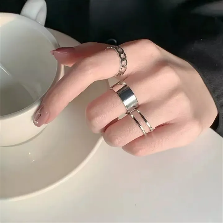 Pack%20of%203%20pcs/set%20open%20Hip-Hop%20Rings%20for%20Girls%20twisted%20chain%20combination%20Rings%20for%20Girls%20-%20Image%203