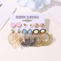 6 pairs New Fashion Stud and Drop Earrings set Mixed Pearl and Bohemian Vintage style Jewellery accessories for Women. 