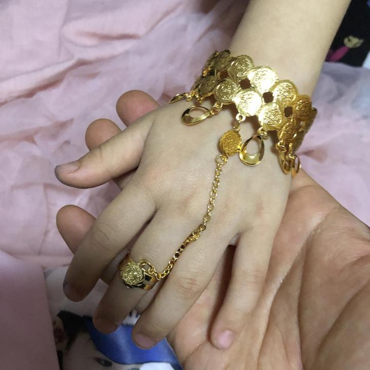 24k Gold Color Coin Bangles Baby Girls Dubai india Jewelry Bracelet Ring boys Children African Gifts Birthday Present Bangle