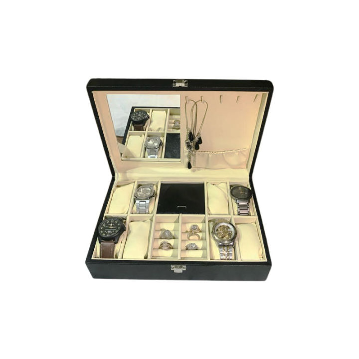 8%20Grids%20Watch%20Box%20PU%20Leather%20Watch%20Case%20Holder%20with%20Jewelry%20Organizer%20and%20Mirror%20Inside%20Soft%20Cushion%20Cream%20Color%20Watch,%20Jewelry%20and%20Rings%20Organizer%20-%20Image%205