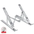 Portable Aluminum Foldable Laptop Metal Stand Adjustable Height Folding Laptop Holder Solid Stand With Anti Slip Rubber Grips - Silver. 