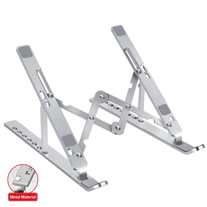 Portable%20Aluminum%20Foldable%20Laptop%20Metal%20Stand%20Adjustable%20Height%20Folding%20Laptop%20Holder%20Solid%20Stand%20With%20Anti%20Slip%20Rubber%20Grips%20-%20Silver%20-%20Image%205