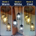 Beautiful Aesthetic Hanging Wall Lamp 3 pcs Set Beautiful Roof Lamp For Bedroom Unique Modern Fibre Plastic Haging Wall Lamps With Wooden Base and 3 modes Bulb E27 Hanging wall lamp Stylish Lamps For Hall Room Dining Room Bedroom jhumar fanoos chandelier. 