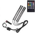 Car Interior Atmosphere Light 7 Color with Remote 12 LED On Each Strip 100% Orignal Same As Shown in Pictures , Car Interior Floor Decorative Atmosphere Light Remote Control RGB Light with Music Sensor. 
