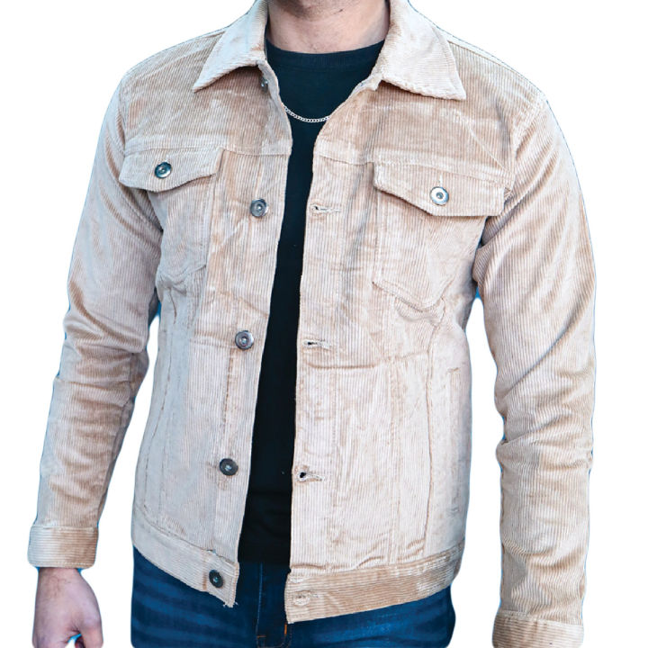 Men'S Cream Corduroy Jacket - Classic And Stylish Corduroy Jacket, Classy Flap Pockets Premium Quality