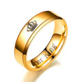 Bague De Mariage En Or His Queen Her King Printed Engravable Couple Rings Titanium Steel Crown Rings for Women and Men. 