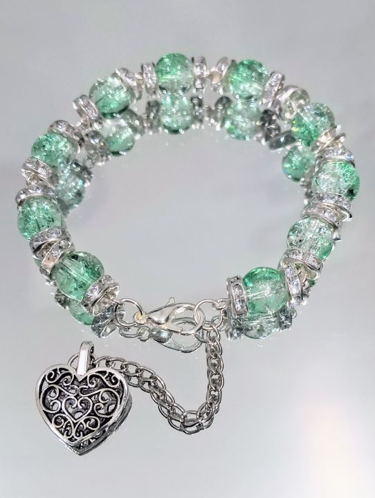 Glass%20Crackle%20Beaded%20Charm%20Bracelet%20%E2%80%93%20Customizable%20in%20Any%20Color%20of%20Beads,%20Charms%20or%20Alphabet%20Charms%20-%20Image%202