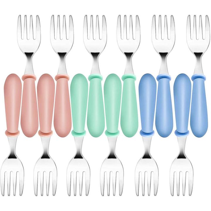 12PCS Toddler Forks Toddler Utensils,Stainless Steel Baby Forks,Kids Silverware Children's Cutlery Set for Self Feeding