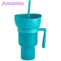 2-in-1 Snack Drink Cup 1pc Popcorn Water Cup Stadium Tumbler 2 in 1 Snack Drink Straw Leakproof Reusable Cinema Beverage. 