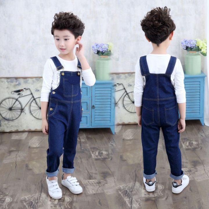 Dark blue denim romper for boys