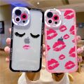Long Eyelashes Mouth Clear Phone Cover Case for iphone 7 8 Plus SE2 14 X XS XR 11 12 13 Pro Max Soft Red Kisses Lips Back Cover. 