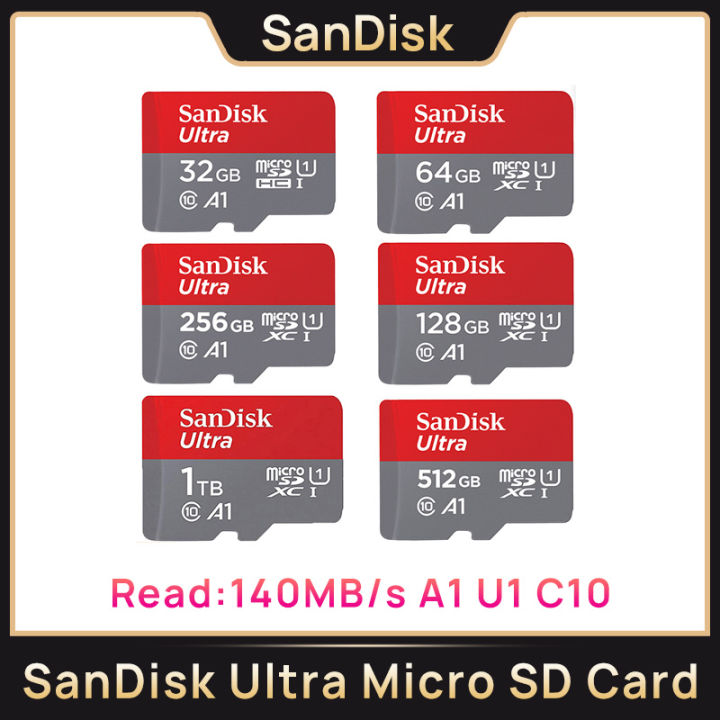 New specials SanDisk Ultra A1 C10 U1 MicroSD Card Memory Card HD 32GB 64G 128G 256G 512G 1TB max to 140MB/s Micro SD Cards for Camare Phone