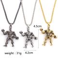 Weightlifting Pendant Necklaces Barbell Dumbbell Classic Charm Sporty Style Long Necklaces For Male Men Fitness Enthusiast. 