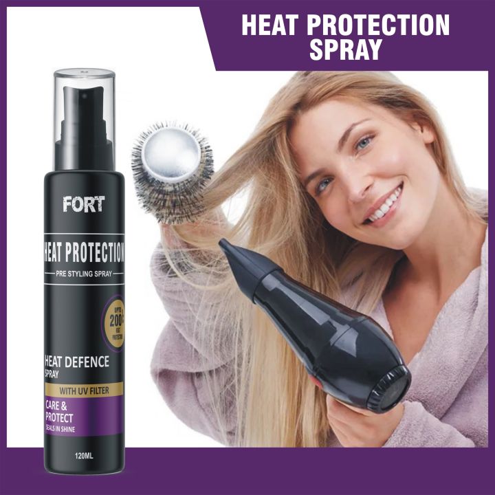 FORT Heat Protection Spray For Hair - Heat Protection Spray Hair Shine Mist Curly Perm Quick Styling With UV Filter - 120ml