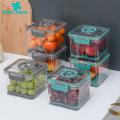 Green Home Food Container Date Reminding Refrigerator Vacuum Vegetable Fruit Storage Box. 