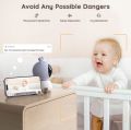 BOIFUN 5-inch Smart Video Baby Monitor with 1080P 360 Camera, Motion & Cry Detection, Humidity & Temperature Monitoring, Pan-Tilt-Zoom, Night Vision, Two-Way Audio [Smart APP Control]. 