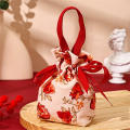 Small Candy Bag Elegant String Printed Drawstring Pouch Reusable Gift Bag for Wedding Party Favors Events Guests. 