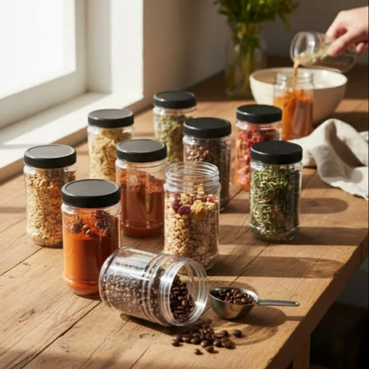 Pack%20of%206%20/%2012%20Airtight%20Kitchen%20Storage%20Containers%20350ml%20-%20Leakproof%20Masala%20Jar%20Set%20-%20Stackable%20Plastic%20Spice%20Box%20&%20Pantry%20Organizer%20+%20Free%20Spoons%20-%20Image%206