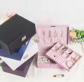Two Layer Jewelry Organizer Box for Women – PU Leather Large Storage Case with Lock – Classic Style – All Season. 