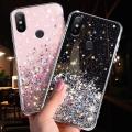 For Xiaomi Mi 8 SE Back Cover Luxury Shiny Glitter Gold Foil Space Starry Cases Clear Soft Silicone Bumper Full Protection Mobile Phone Case for Girls Boy. 