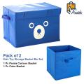 Pack of 2 - Foldable Kids Toy Storage Basket Bin Set 1 Pc Panda Cartoon Basket and 1 Pc Cube basket. 