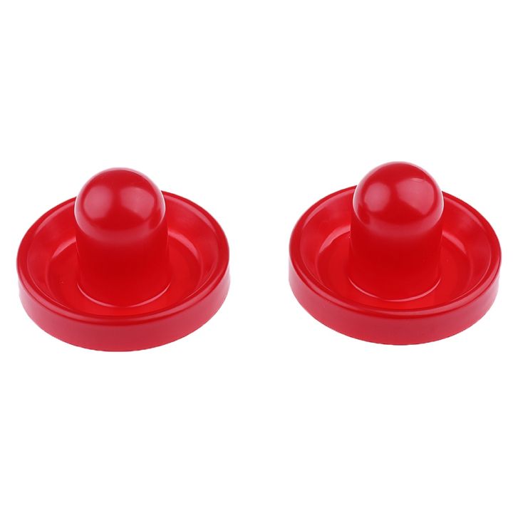 Sets of Two Air Hockey Pushers Strikers Goalies Plus Four Pucks Red