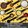 10pcs Black Plastic Measuring Spoons Cups Measuring Set Tools For Baking Coffee. 