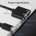 FGDSB 2 in 1 Charging 3.5mm Earphone Jack Audio Cable Type C To 3.5 mm Type-C Audio Splitter Earphone Adapter Adapter. 