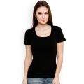 Black Cotton Half Sleeves T Shirt for Girls. 