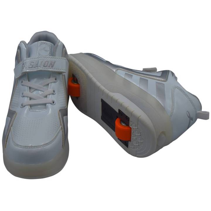 Glowing LED Light up White Roller Shoes for Boys and Girls, USB Rechargeable - Fast Delivery in 3/4 days only