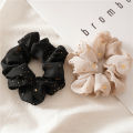1Pcs Star Print Chiffon Large Intestine Hair Rope For Headdress Girls/Elastic Hair Ties/Rope Ponytail Holder White. 