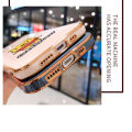 Hontinga for OPPO A53 2020 Back Cover（Free Lanyard）Luxury 6D Plating Little Sweet Bear Side Pattern Case Soft Silicone Square Mobile Cover. 