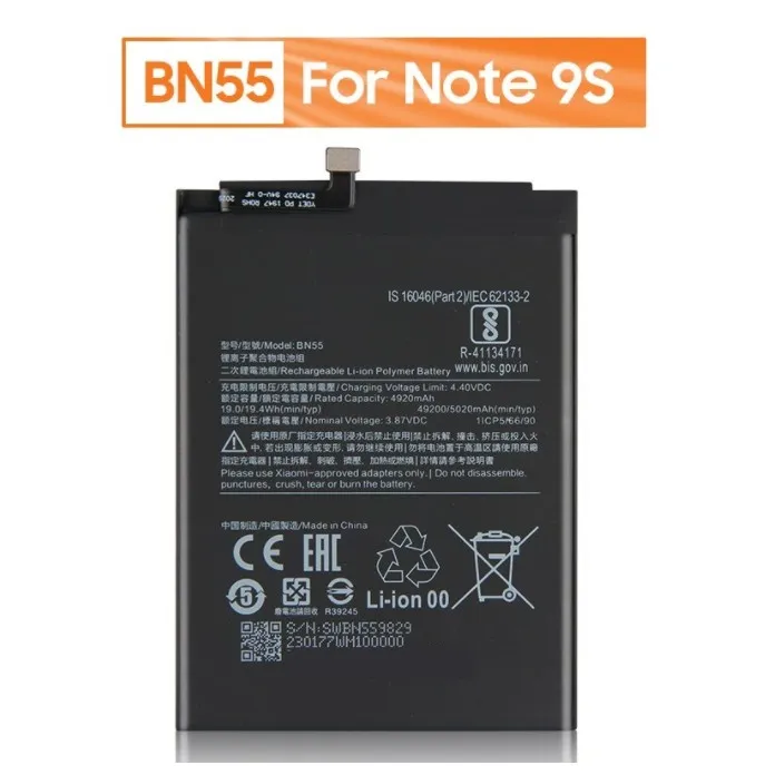 Redmi%20Note%209s%20Battery%20Replacement%20MI%20BN55%20Battery%20with%205020mAh%20Capacity%20,%20%20Battery%20Replacement%20for%20Redmi%20Note%209s%20-%20Image%202