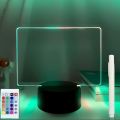 3D Desk Lamp DIY Handwritten Message Board Night Light, Changing Illusion Night Light Smart Touch Switch LED Lighting Creative Gift Toys Decorations. 