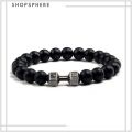 ShopSphere Black Dumbbell Bracelet Gym Bros Bracelet Volcanic Stone Adjustable Natural Stone Beads Bracelet Fitness Barbell Jewelry for Men. 