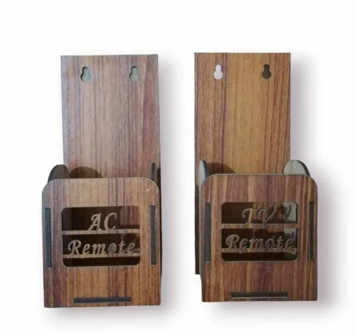 Wall%20Mounted%20TV%20AC%20Remote%20Holder%20Wooden%20Stand%202%20pies%20-%20Image%202
