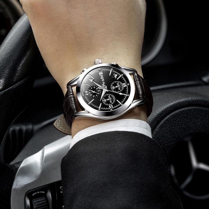 POSHI%20Luxury%20Men's%20Fashion%20Watches%2030M%20Waterproof%20Chronograph%20Sport%20Calendar%20Dial%20Leather%20Quartz%20Wirstwatch%20For%20Men%20With%20Box%20-%20Image%203