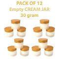 Pack of 12 Empty Cosmetic Containers Cream Pot Jar Refillable Plastic 30 gram. 