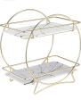 Premium 2-Tier Gold Vanity Tray - Cosmetic Storage Rack for Bathroom Countertop & Dresser Vanity | Makeup Brush Holder & Organizer for Kitchen. 