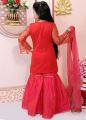 Red  Kids Gharara Suit With Dupatta  ( Fabric Tissue And Linen)  ( Size 1 Yrs To 9 Yrs). 