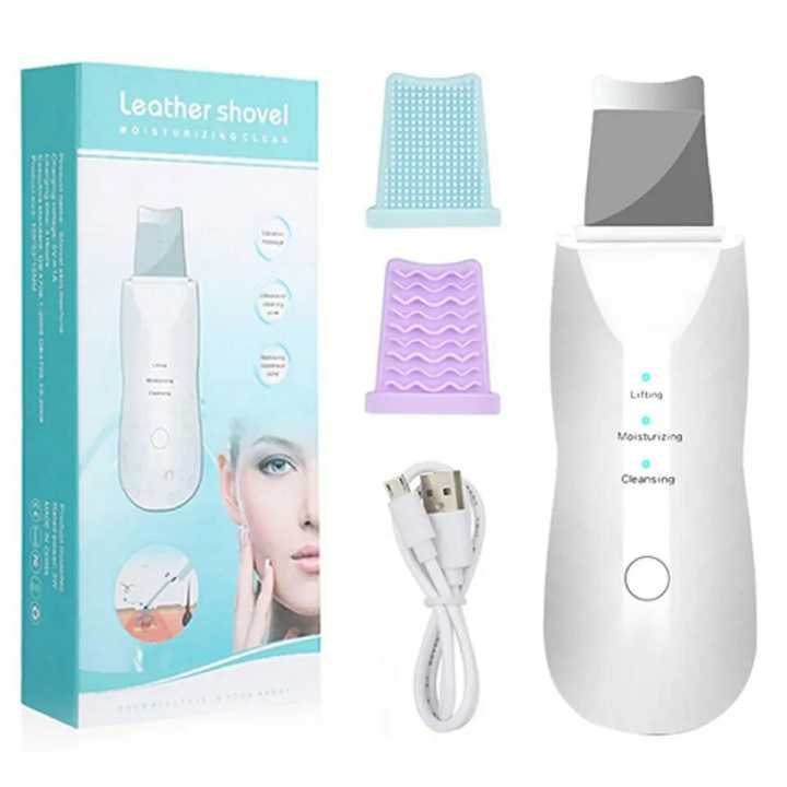 Facial Skin Scrubber Face Spatula, Ultrasonic Skin Spatula Scrubber Blackhead Remover Gentle Peel Peeling Pore Cleanser Exfoliator Lifting Tool Comedones Extractor USB Rechargeable