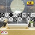 Gifts Art -  Tile Stickers Pack of 6 / 12 / 24 / 48 / 102 Pcs. 12x12 cm Black and White MultiPattern Design Wall Decorative Self Adhesive Tiles Stickers Bathroom Kitchen Sticker Wall Wallpaper Border Decoration. 