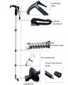 Adjustable Telescopic AntiShock Trekking Hiking Walking Stick - Irony White. 
