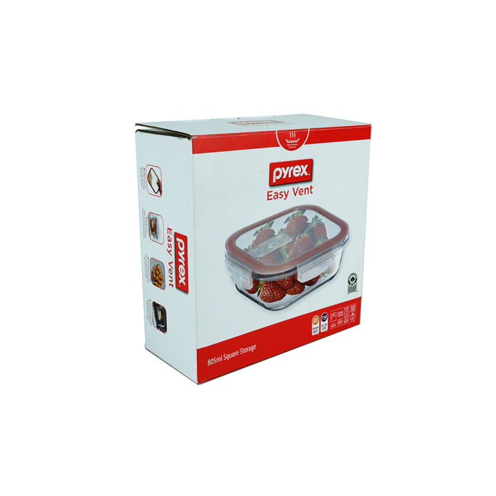 PYREX%20Easy%20Vent%20805ml%20Square%20Glass%20Food%20Storage%20Container%20w/%20Airtight%20Leak-proof%20BPA-free%20Lid%20-%20Image%206