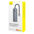 Baseus UltraJoy Series 6-Port HUB Docking Station Space Grey（Type-C to HDMI4K@30Hz*1+USB 3.0*3+PD*1+RJ45*1 - Baseus Hub - Type c to hdmi | BAseus Type c to hdmi + pd  + LAN + USB + SD Card | BAseus Type C hub | Baseus  6in1 Hub | Baseus | baseus hub |. 