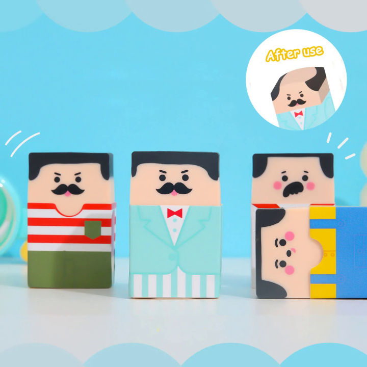 Creative Pencil Eraser Baldness Old Man Eraser Student Stationery School Office Supplies for Kids Will Slowly Go Bald As You Use