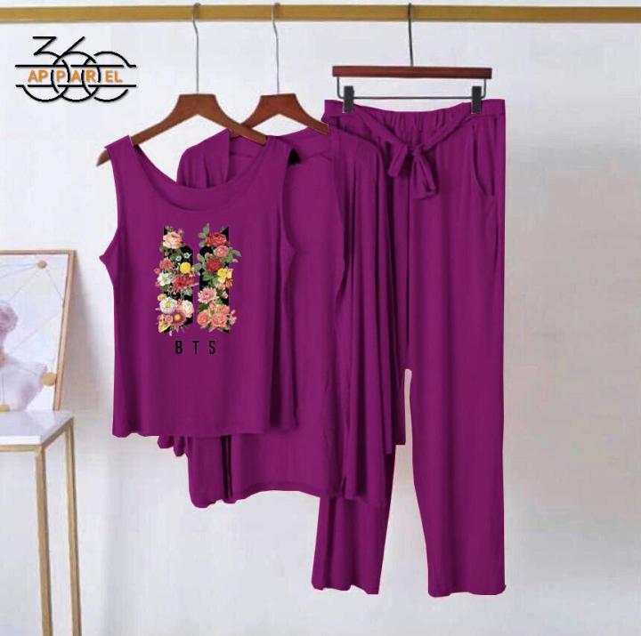 3pc Night Suit Printed FLOWERS